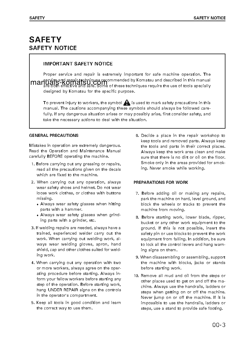 Protected: PC750-6(GBR)-AUTO GREASING S/N K30055-UP Shop (repair) manual (English)