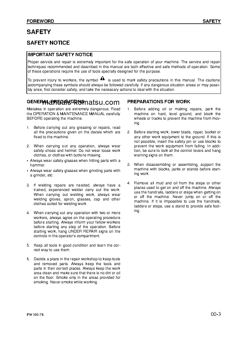 Protected: PW160-7(GBR)-K S/N K40001-UP Shop (repair) manual (English)