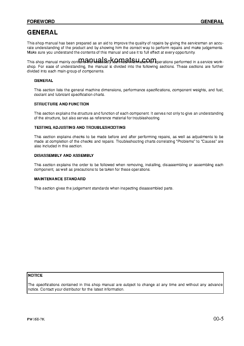 Protected: PW160-7(GBR)-K S/N K40001-UP Shop (repair) manual (English)