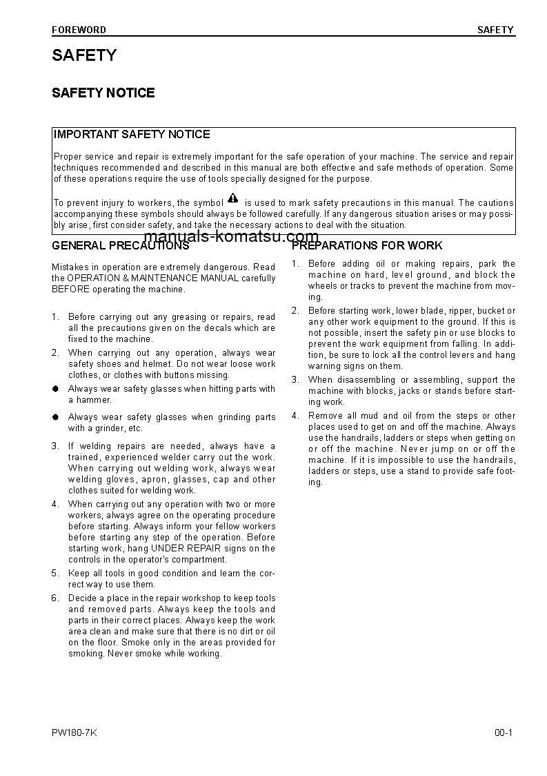 Protected: PW180-7(GBR)-K S/N K40001-UP Shop (repair) manual (English)