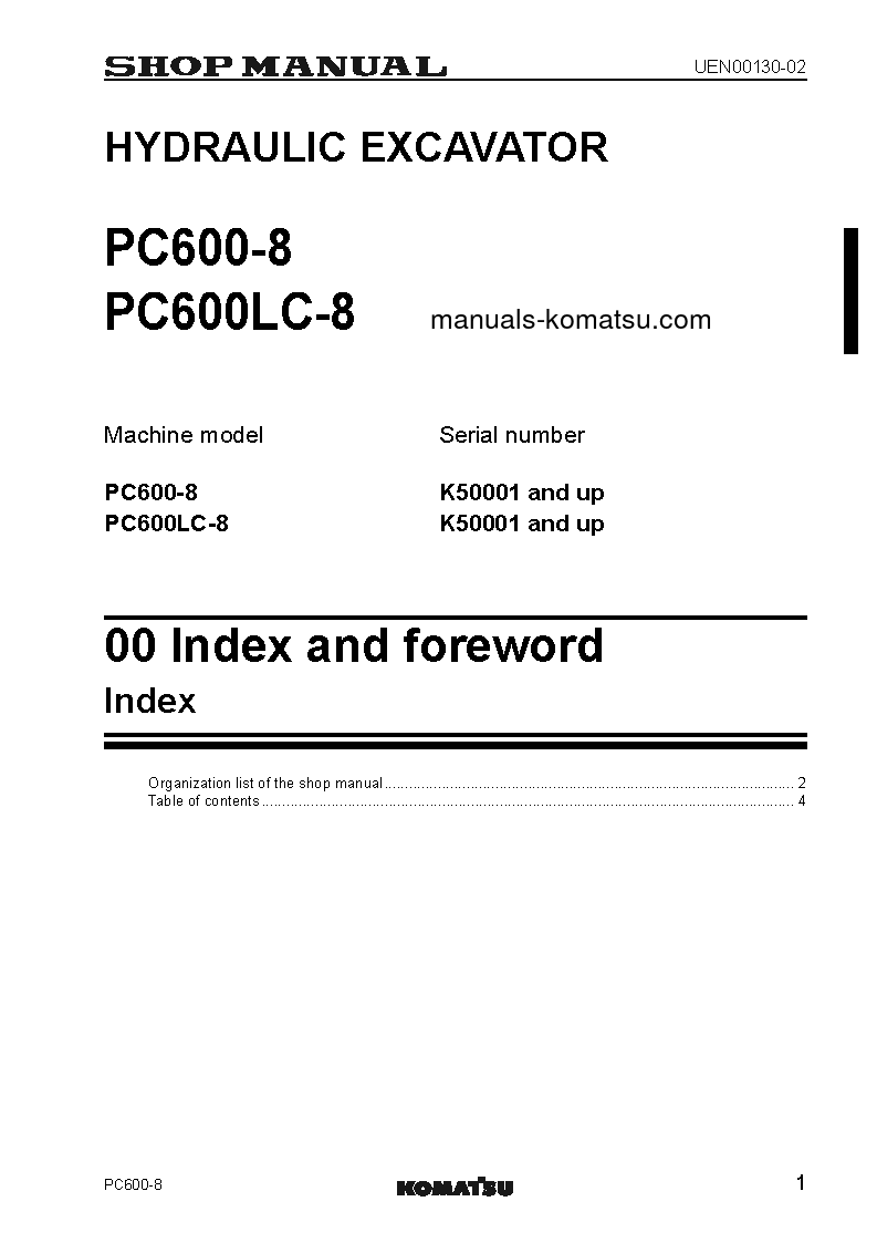 Protected: PC600LC-8(GBR) S/N K50001-UP Shop (repair) manual (English)