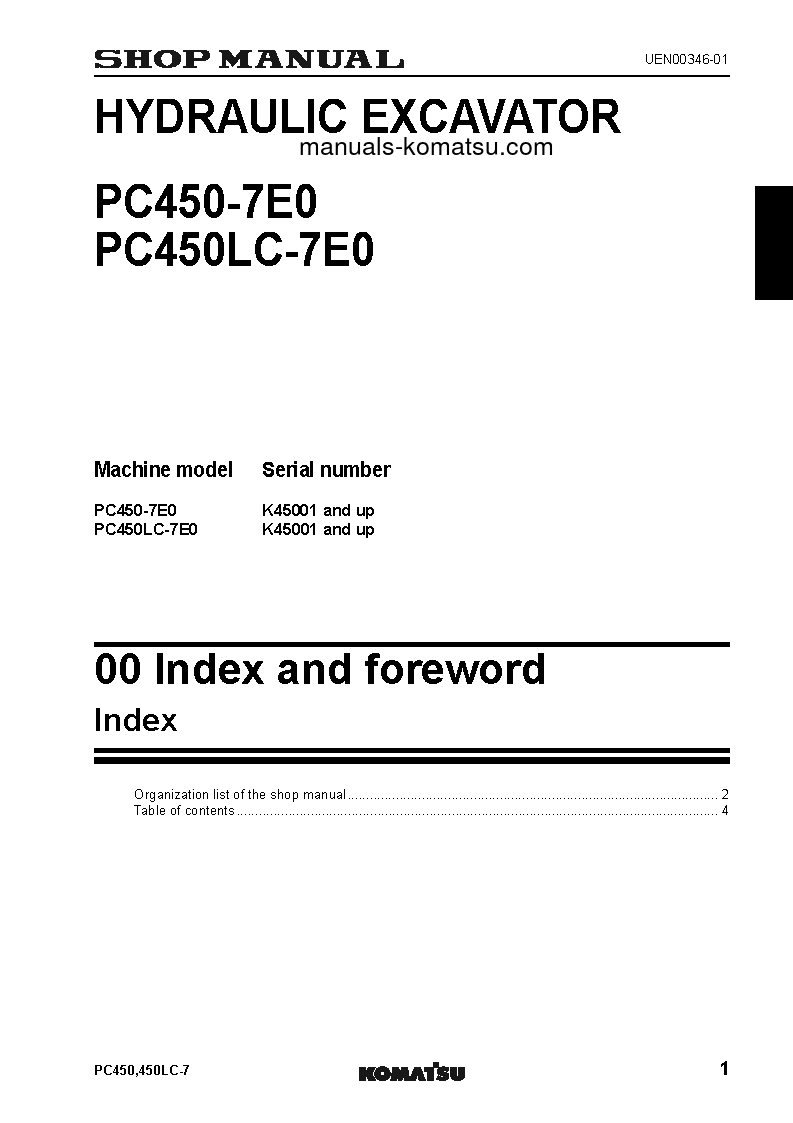 Protected: PC450LC-7(GBR)-TIER 3 S/N K45001-UP Shop (repair) manual (English)