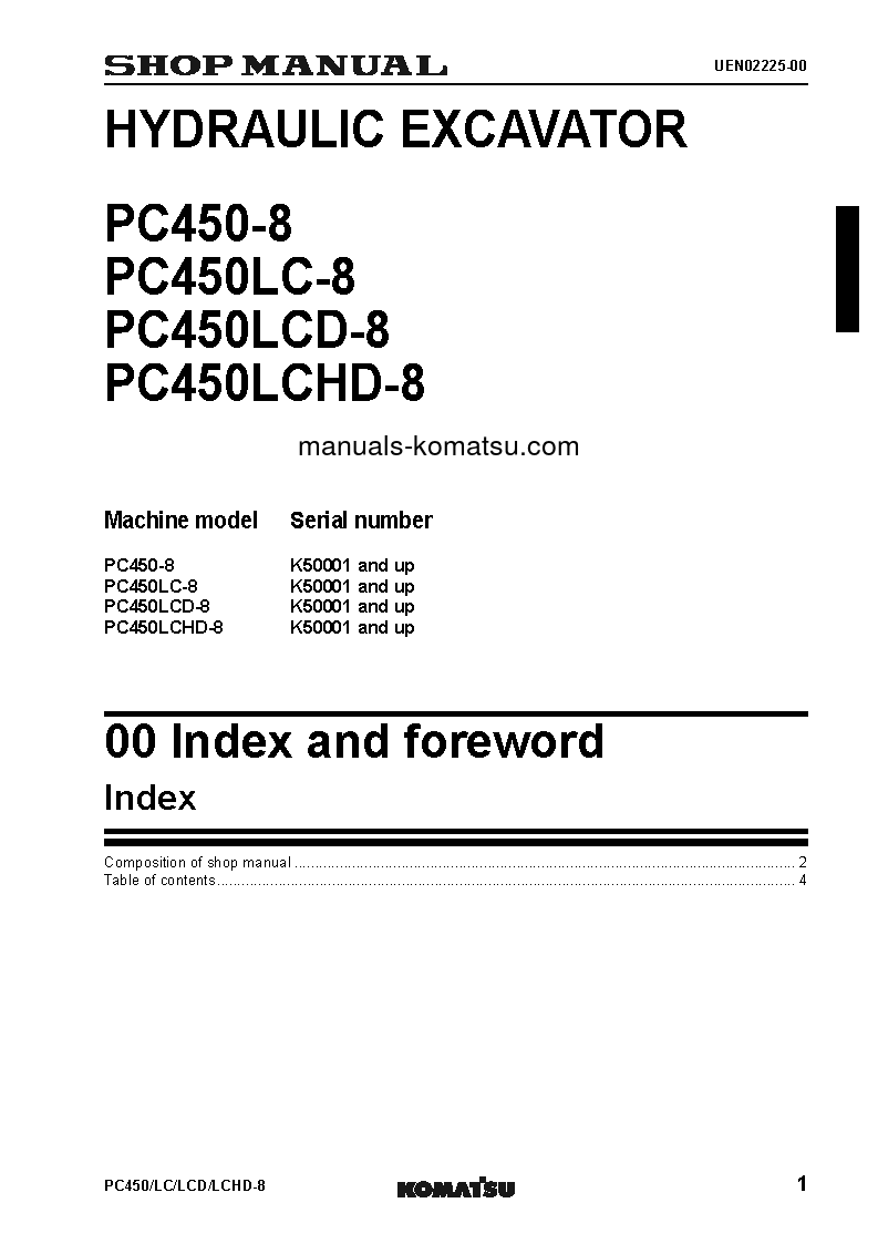 Protected: PC450-8(GBR) S/N K50001-UP Shop (repair) manual (English)