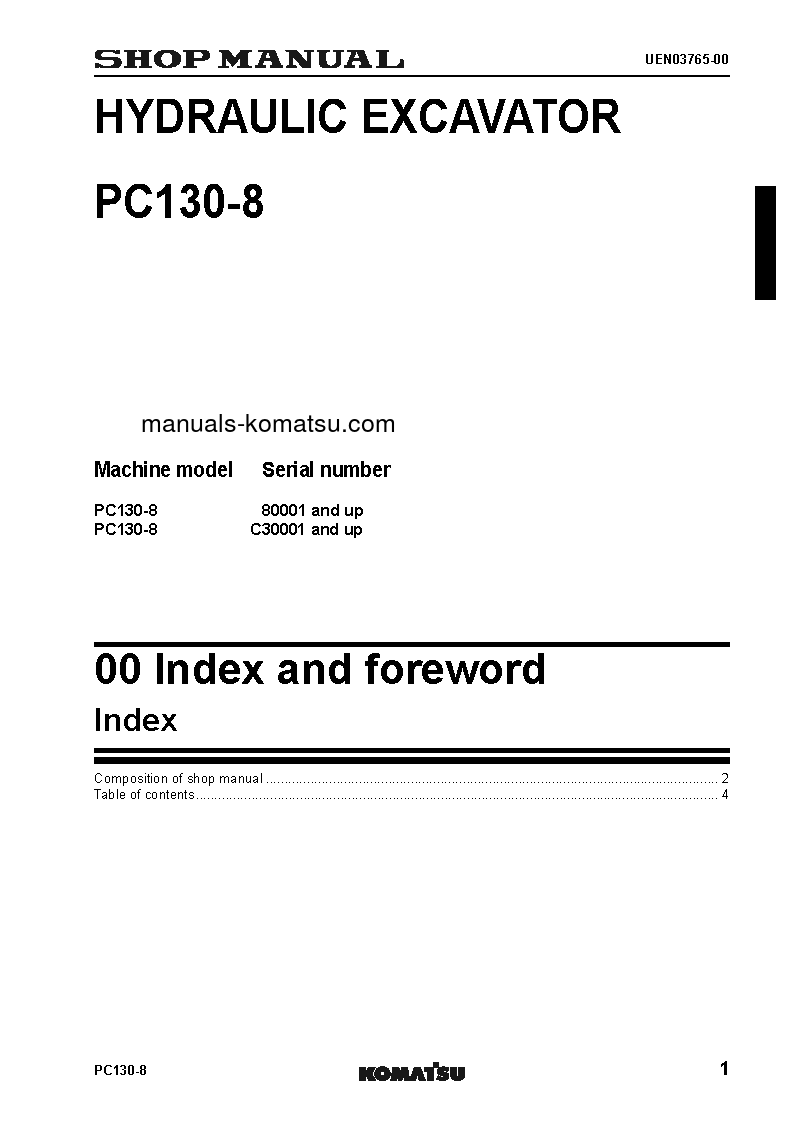 Protected: PC130-8(GBR) S/N C30001-UP Shop (repair) manual (English)