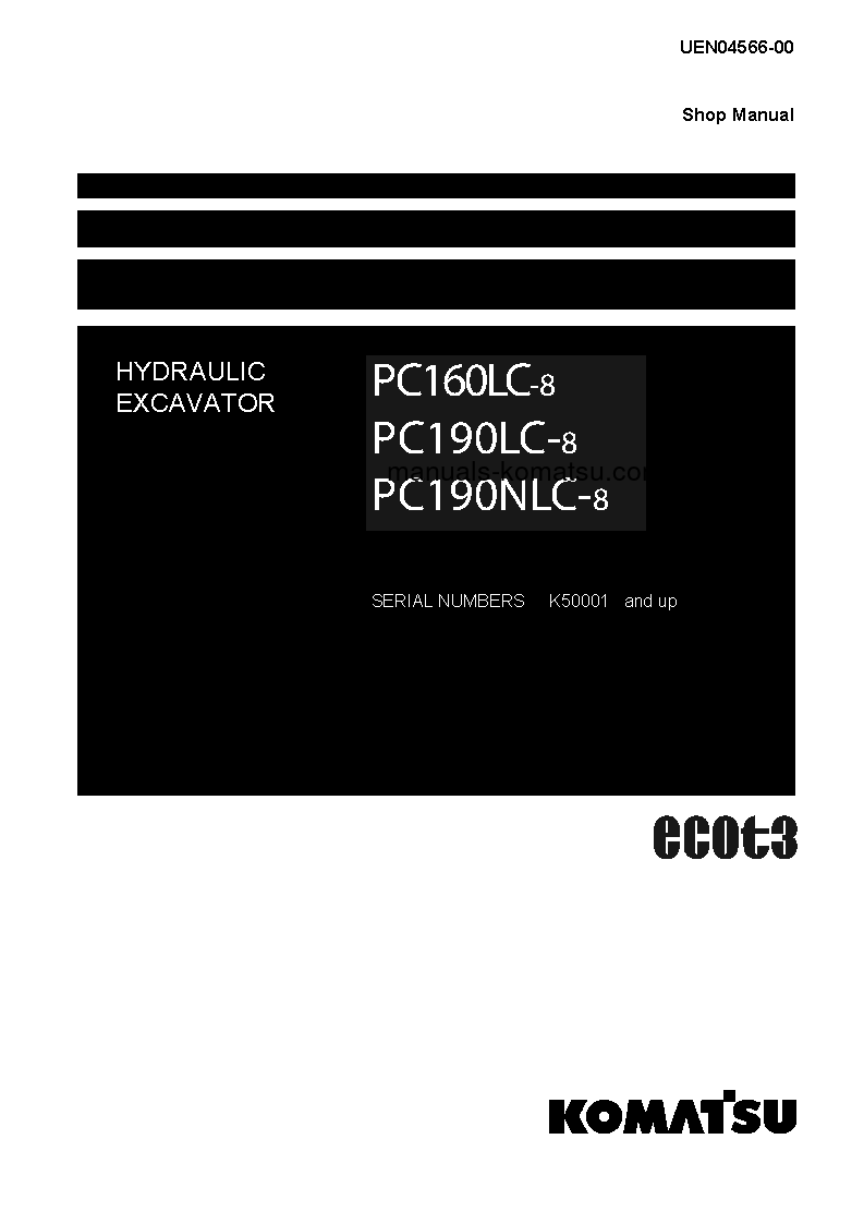 PC160LC-8(GBR) S/N K50001-UP Shop (repair) manual (English)