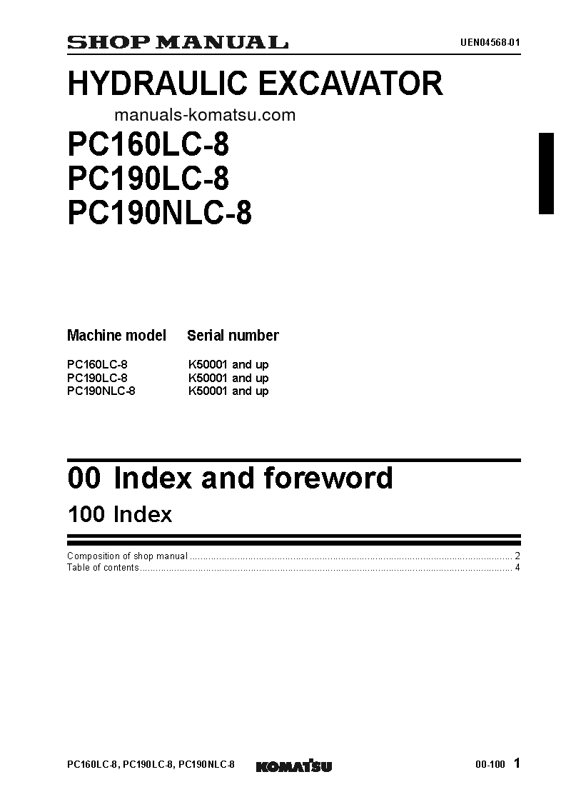 Protected: PC160LC-8(GBR) S/N K50001-UP Shop (repair) manual (English)