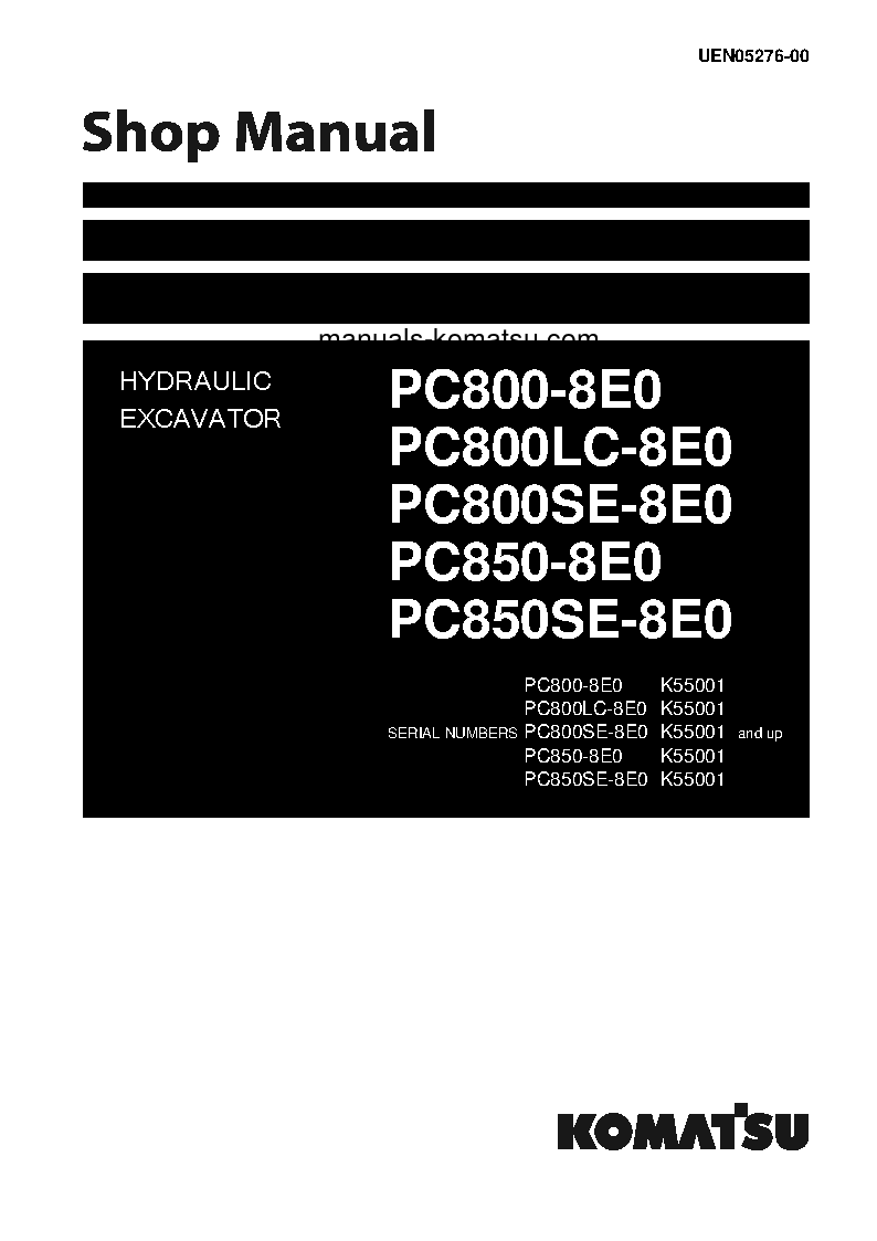 PC800-8(GBR)-E0 S/N K55001-UP Shop (repair) manual (English)