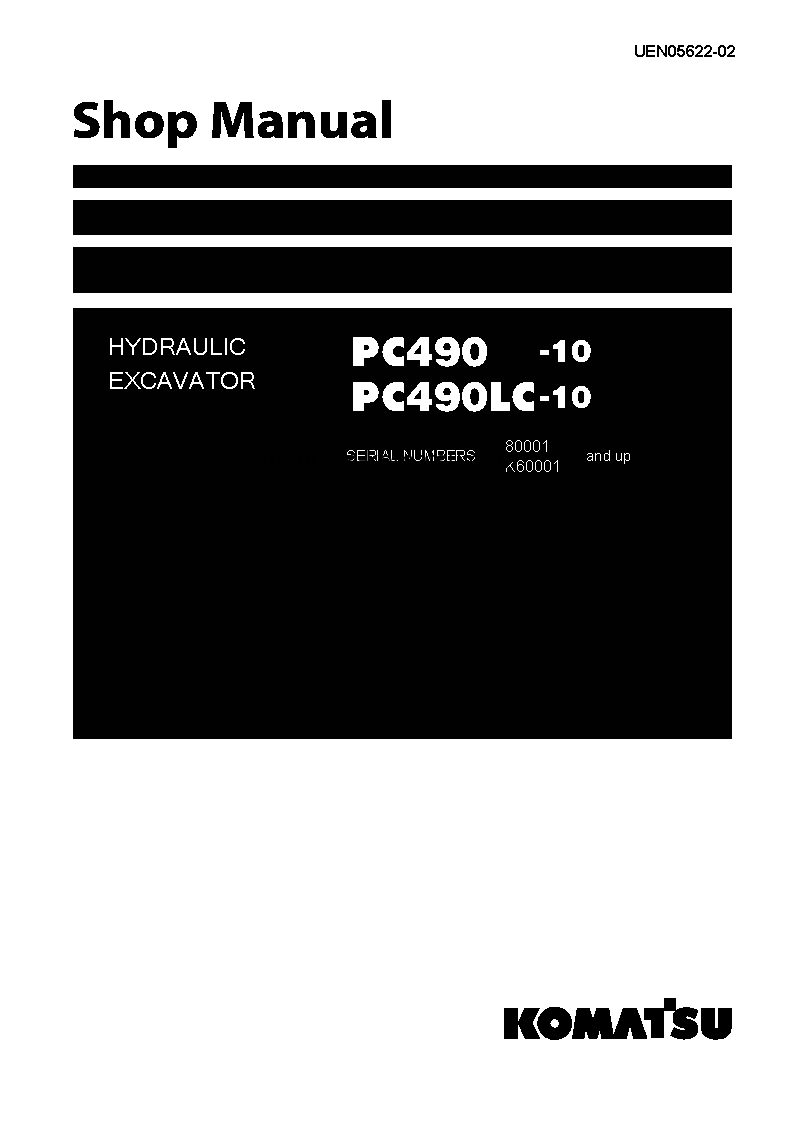 PC490LC-10(GBR) S/N K60001-UP Shop (repair) manual (English)