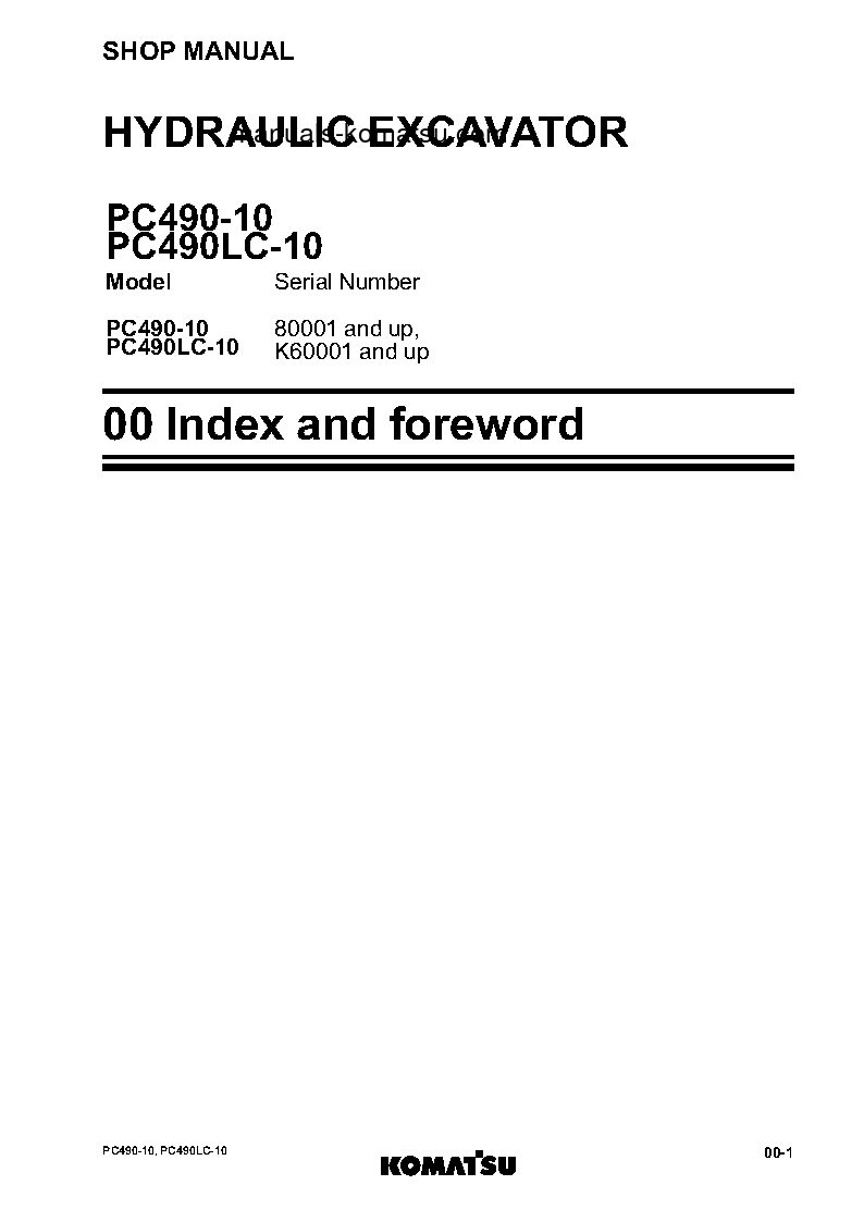 Protected: PC490LC-10(GBR) S/N K60001-UP Shop (repair) manual (English)