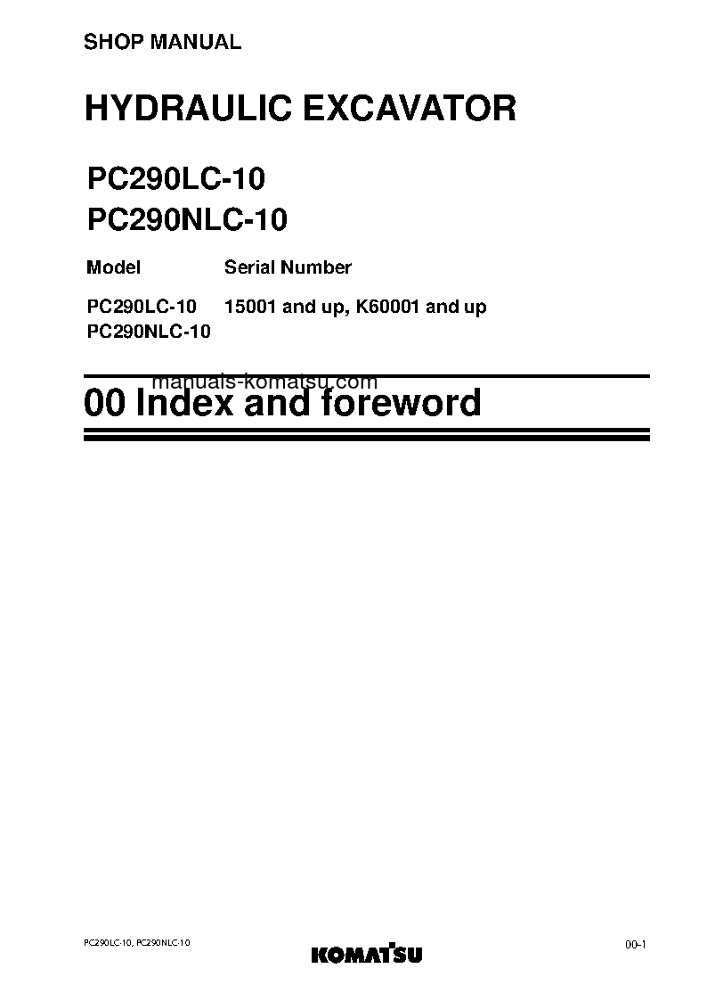 Protected: PC290NLC-10(GBR) S/N 15001-UP Shop (repair) manual (English)