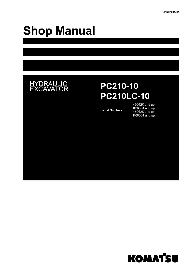 PC210-10(GBR) S/N 450120-UP Shop (repair) manual (English)