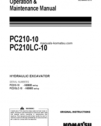 PC210LC-10(GBR) S/N K60600-UP Operation manual (English)