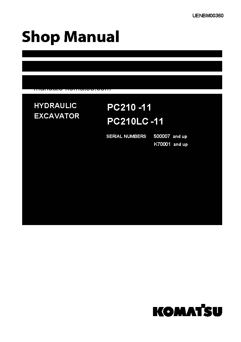 PC210-11(GBR) S/N 500007-UP Shop (repair) manual (English)