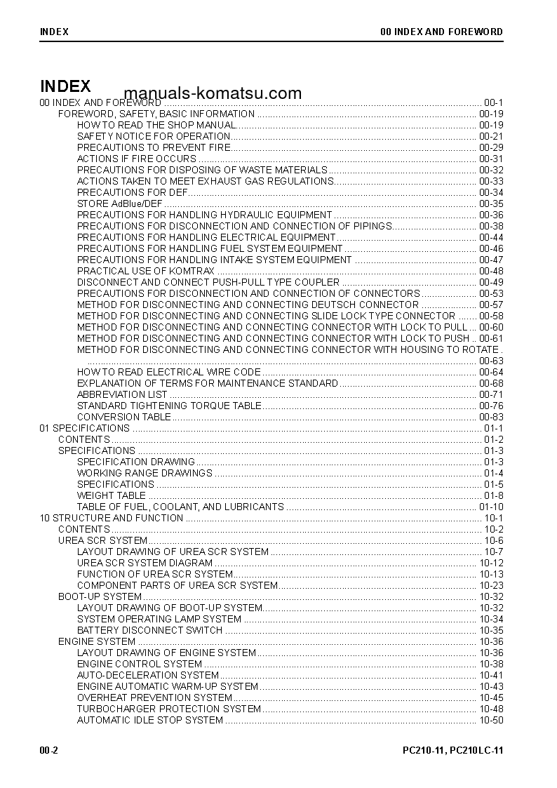 Protected: PC210-11(GBR) S/N 500007-UP Shop (repair) manual (English)