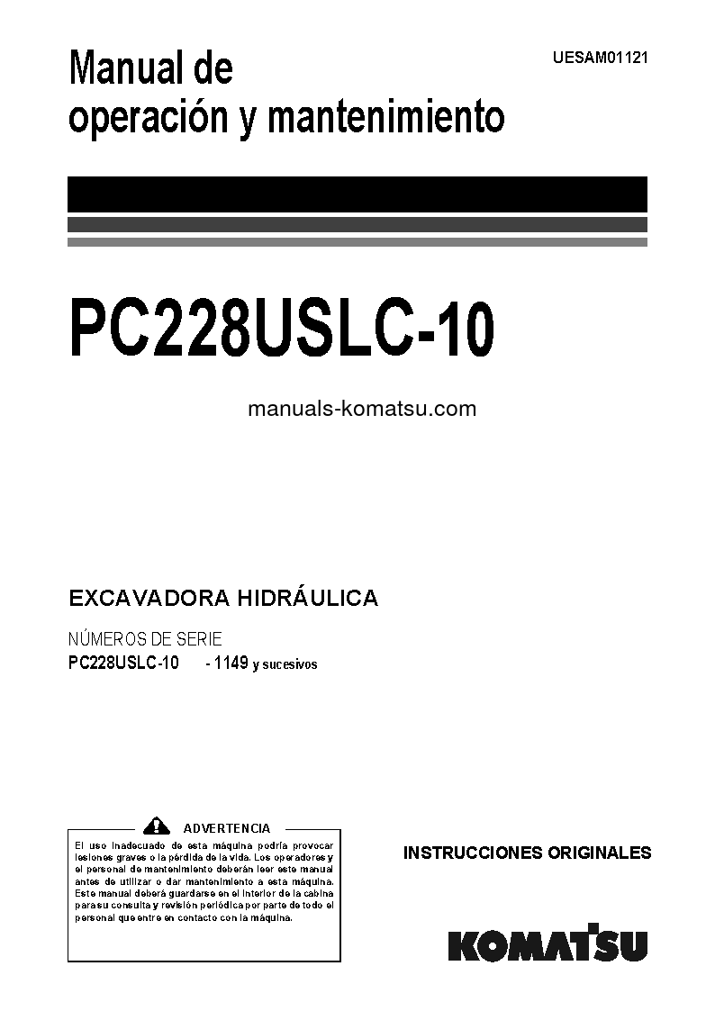 PC228USLC-10(GBR) S/N 1149-UP Operation manual (Spanish)