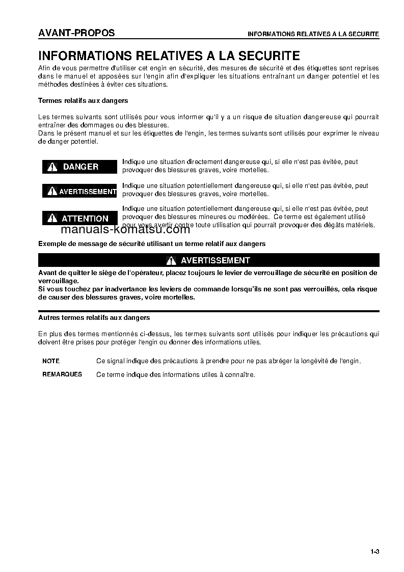 Protected: PC180LC-7(GBR)-K S/N K40001-UP Operation manual (French)