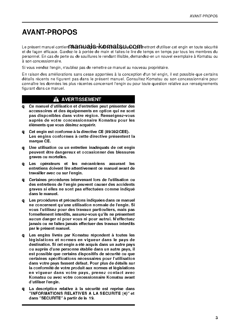 Protected: PW200-7(GBR)-K S/N K40146-UP Operation manual (French)