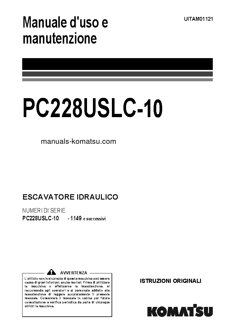 PC228USLC-10(GBR) S/N 1149-UP Operation manual (Italian)