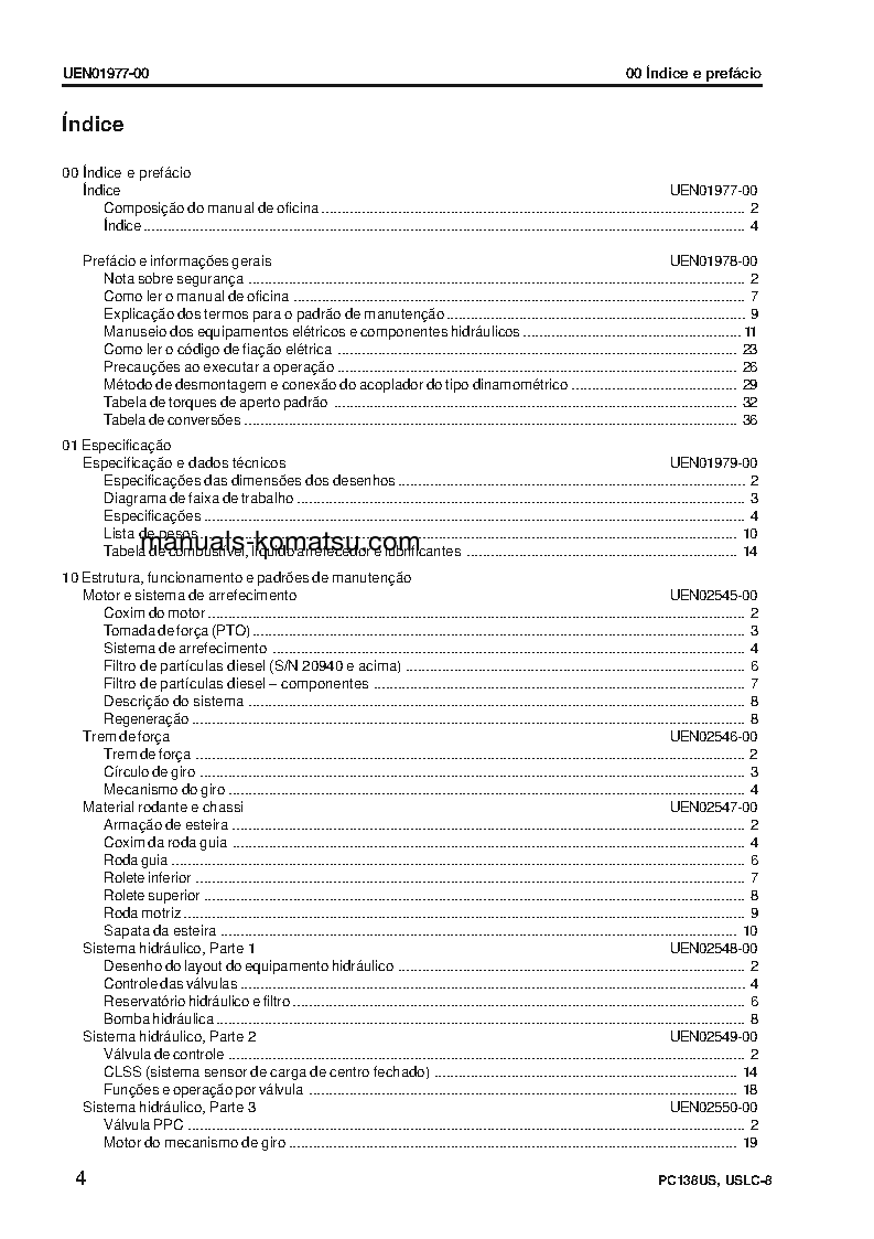 Protected: PC138US-8(GBR) S/N 20001-UP Shop (repair) manual (Portuguese)