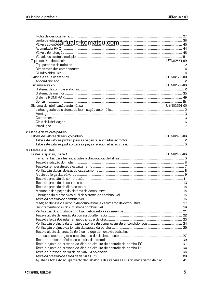 Protected: PC138US-8(GBR) S/N 20001-UP Shop (repair) manual (Portuguese)