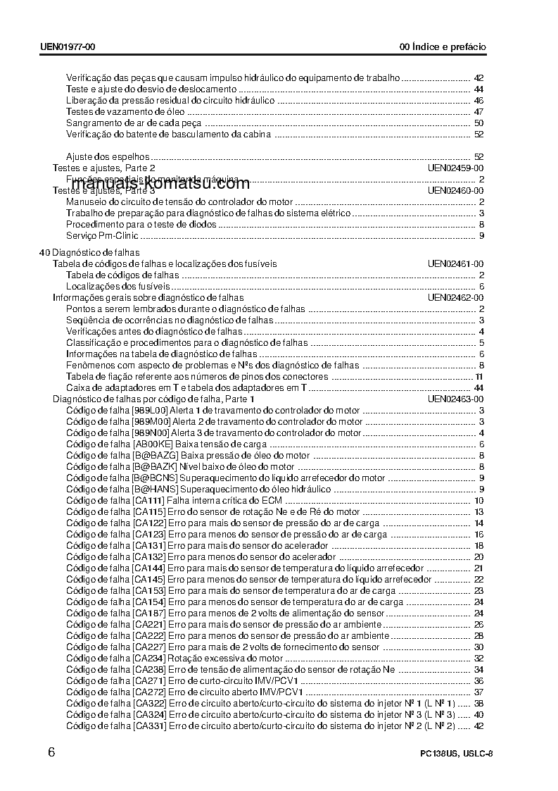 Protected: PC138US-8(GBR) S/N 20001-UP Shop (repair) manual (Portuguese)