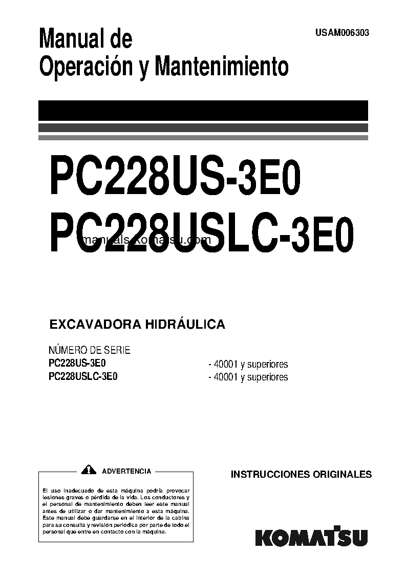 PC228USLC-3(GBR)-TIER 3 S/N 40001-UP Operation manual (Spanish)