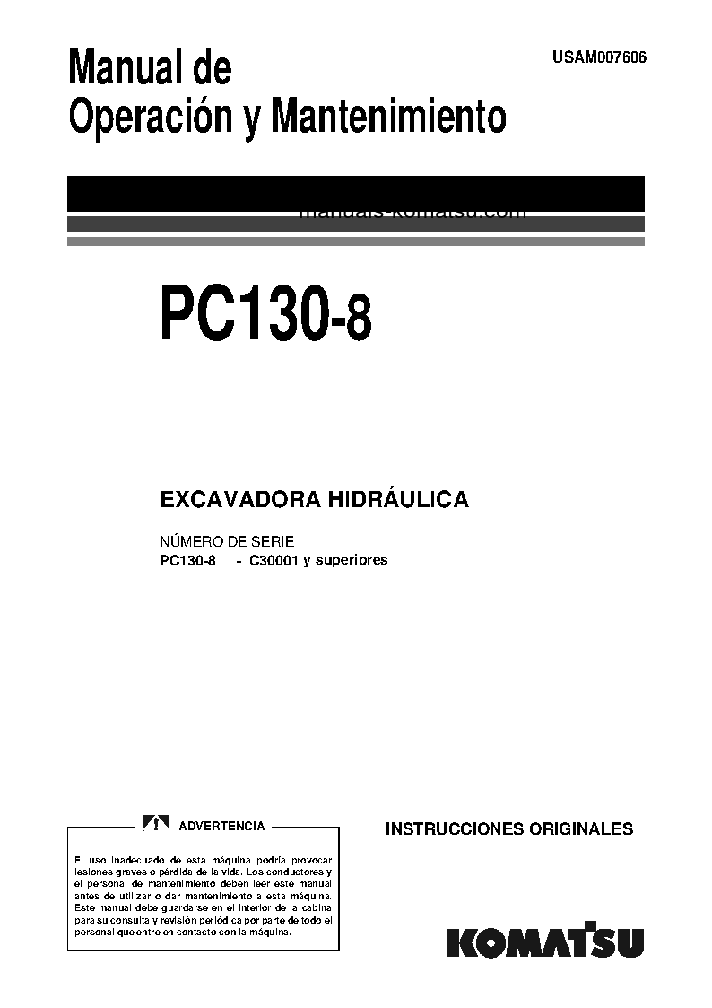 PC130-8(GBR) S/N C30001-UP Operation manual (Spanish)