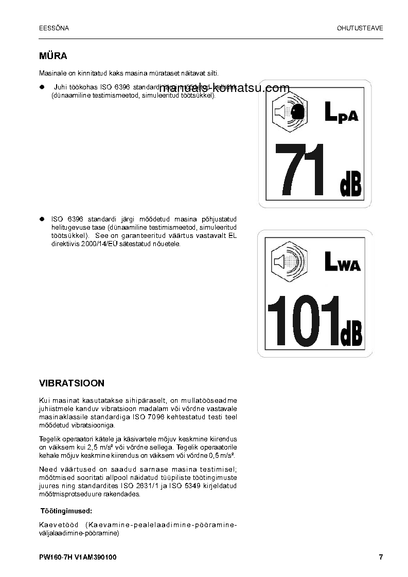 Protected: PW160-7(DEU) S/N H50051-UP Operation manual (Estonian)