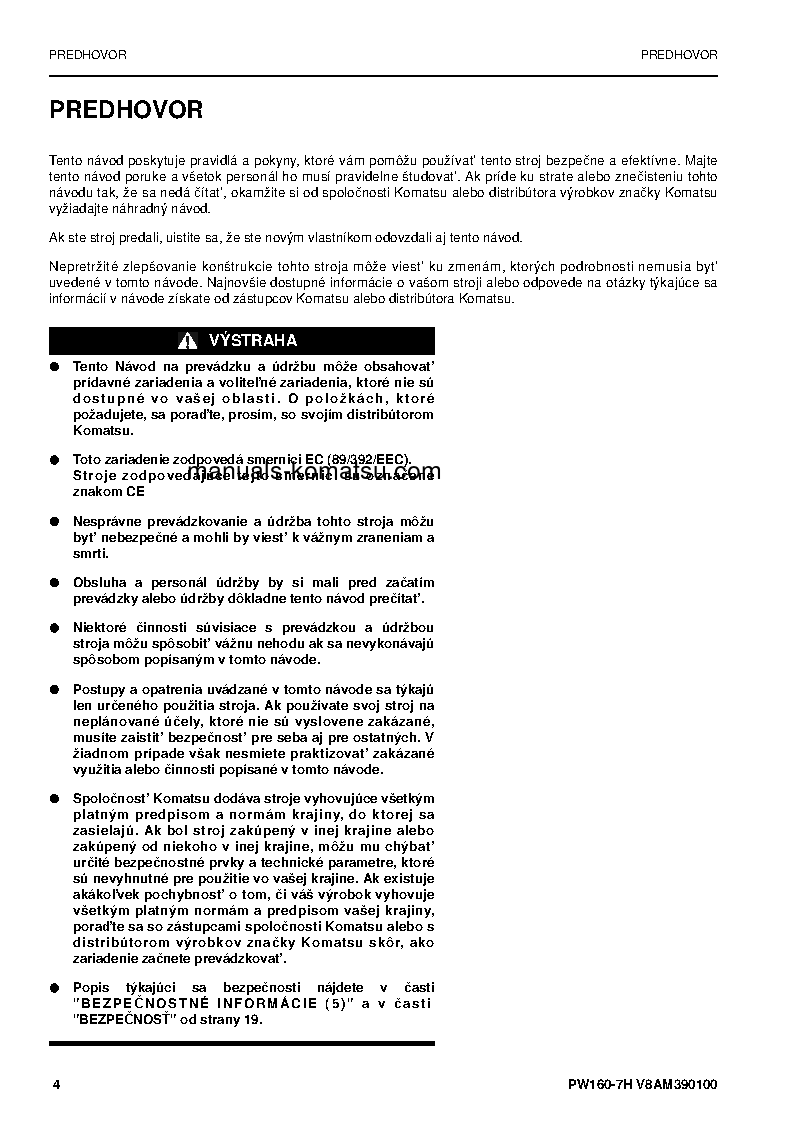 Protected: PW160-7(DEU) S/N H50051-UP Operation manual (Slovak)