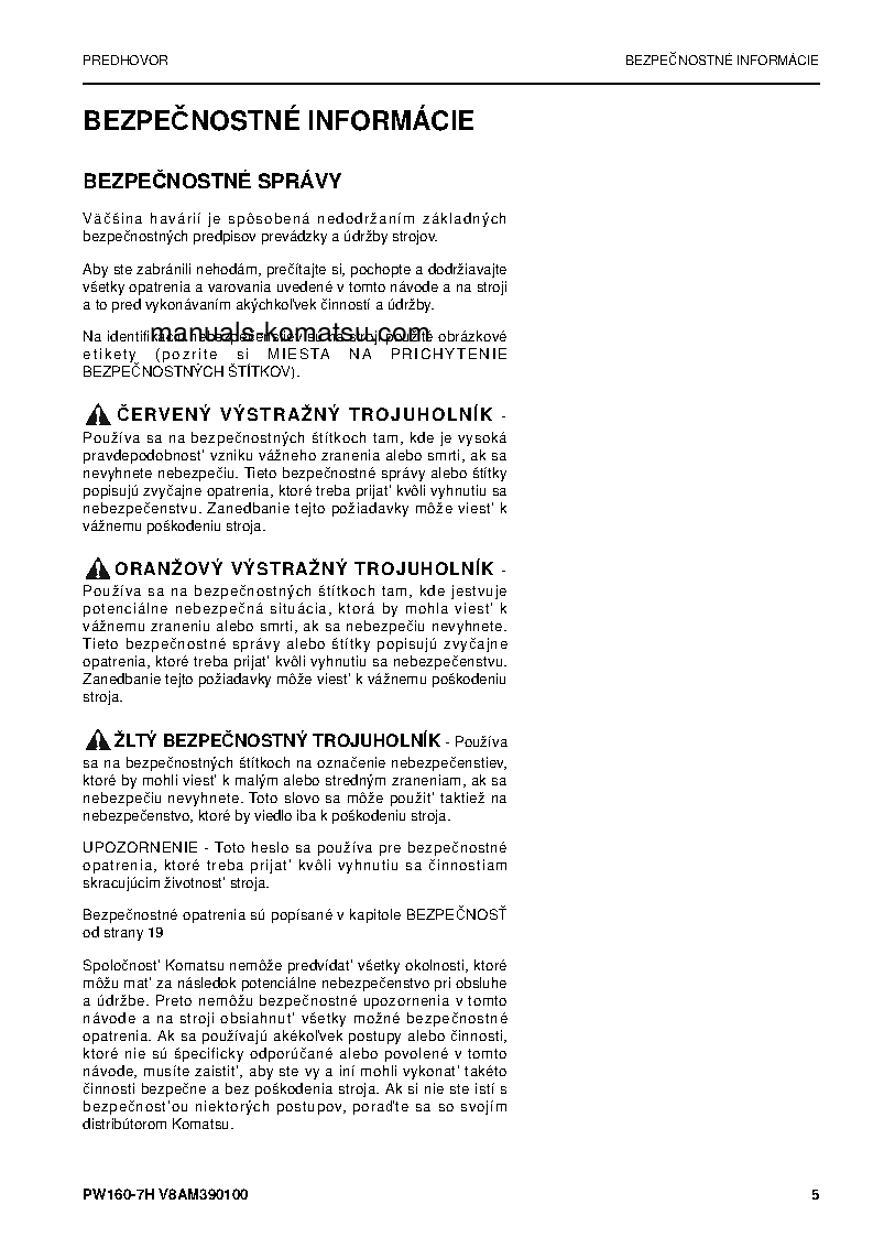 Protected: PW160-7(DEU) S/N H50051-UP Operation manual (Slovak)