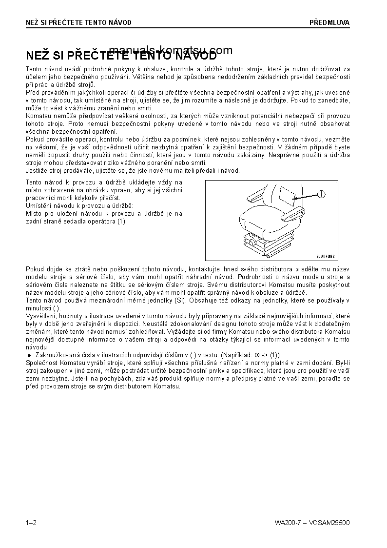 Protected: WA200-7(DEU) S/N H01051-UP Operation manual (Czech)