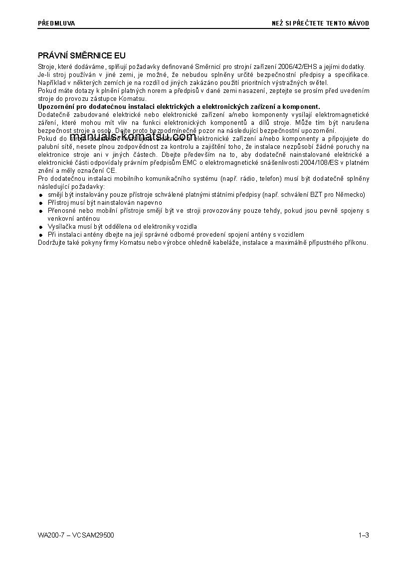 Protected: WA200-7(DEU) S/N H01051-UP Operation manual (Czech)