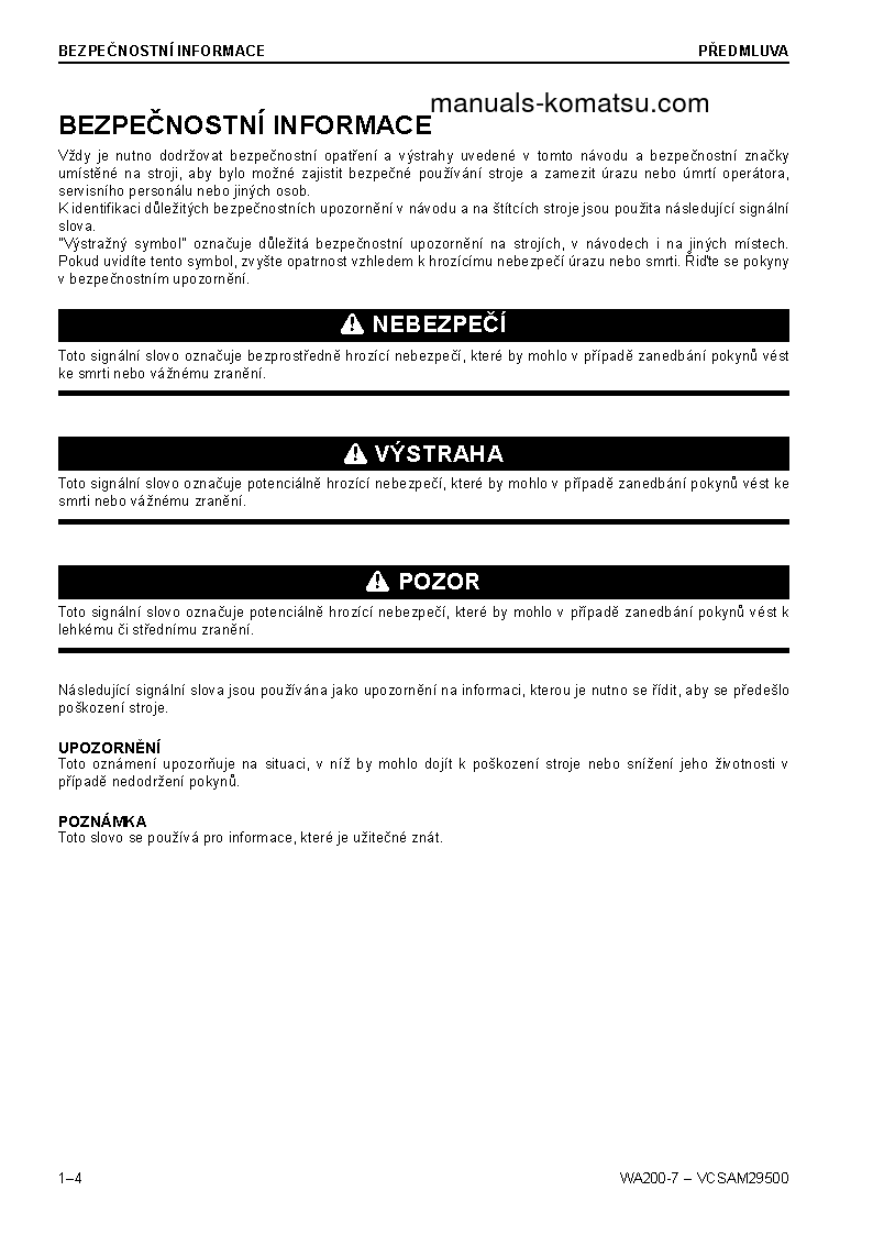 Protected: WA200-7(DEU) S/N H01051-UP Operation manual (Czech)