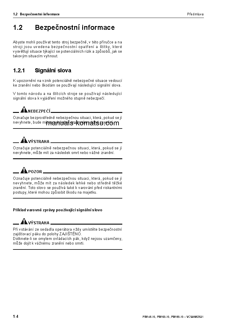 Protected: PW148-10(DEU) S/N H52051-UP Operation manual (Czech)