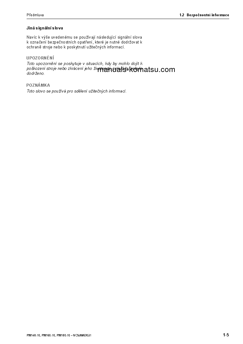 Protected: PW148-10(DEU) S/N H52051-UP Operation manual (Czech)