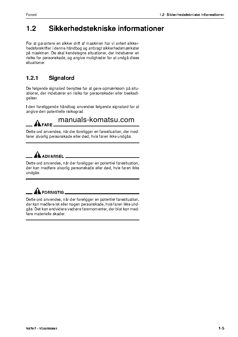 Protected: WA70-7(DEU) S/N H62051-UP Operation manual (Danish)