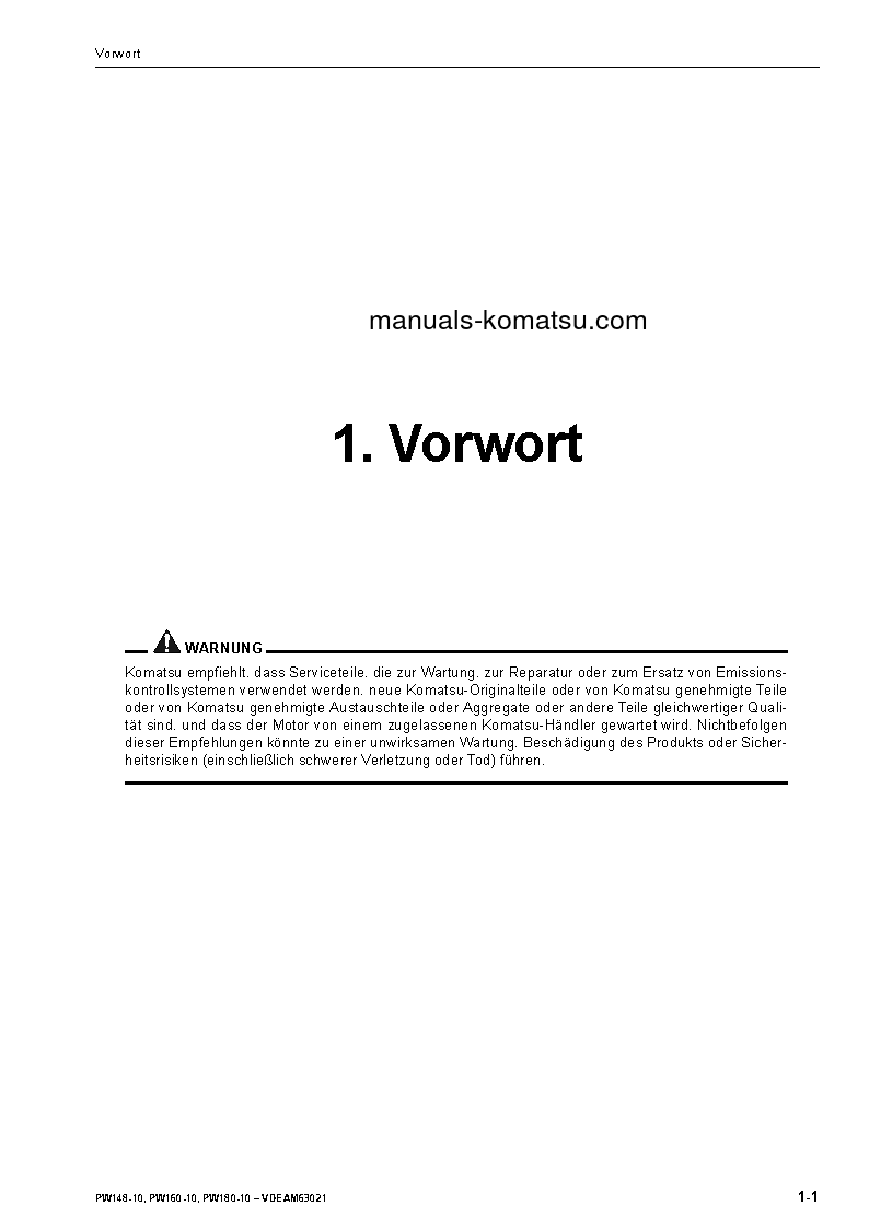 Protected: PW160-10(DEU) S/N H62051-UP Operation manual (German)