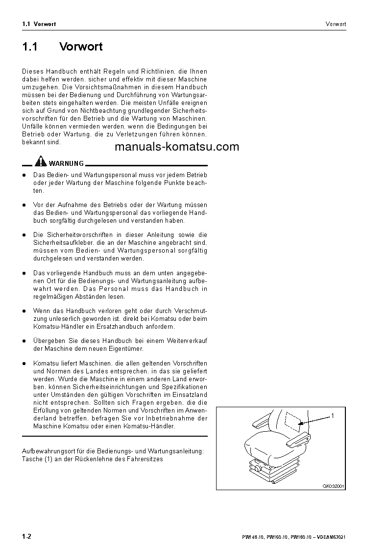 Protected: PW160-10(DEU) S/N H62051-UP Operation manual (German)