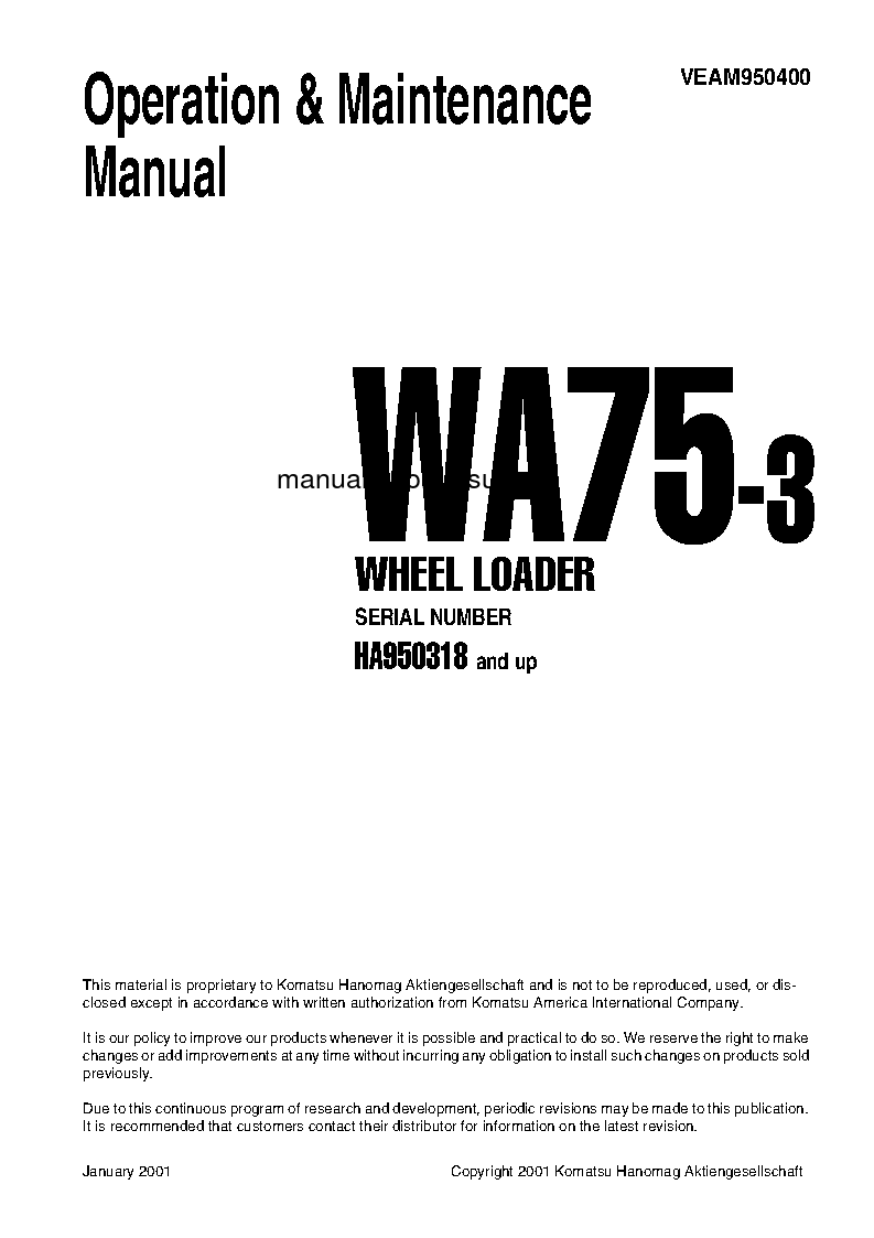 WA75-3(DEU) S/N HA950318-HA950856 Operation manual (English)