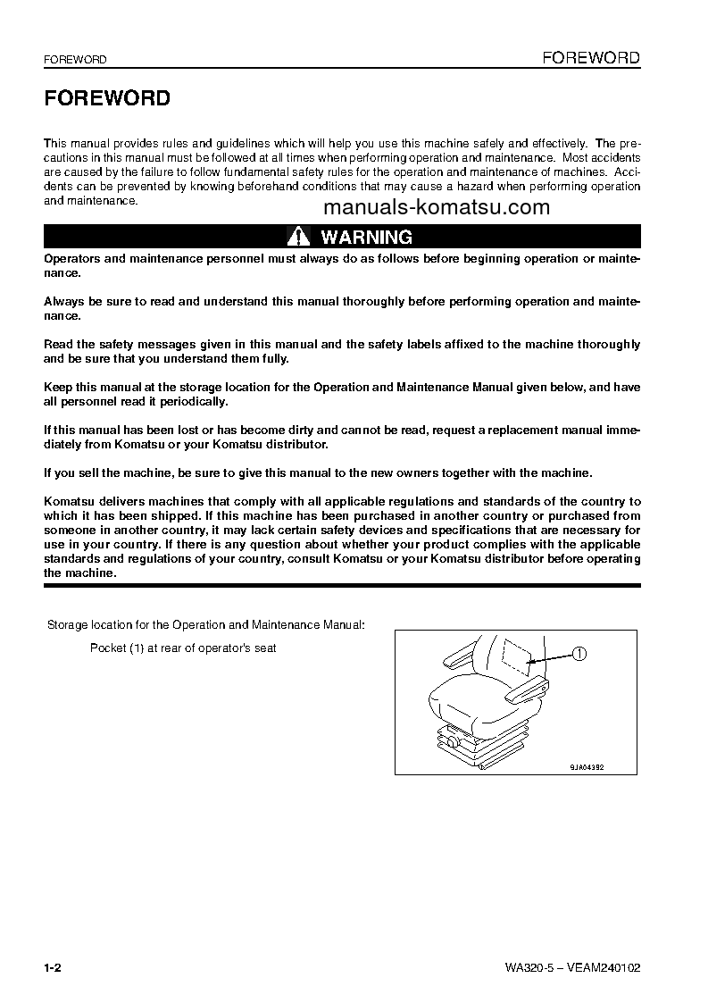 Protected: WA320-5(DEU)-H S/N H50051-H50187 Operation manual (English)