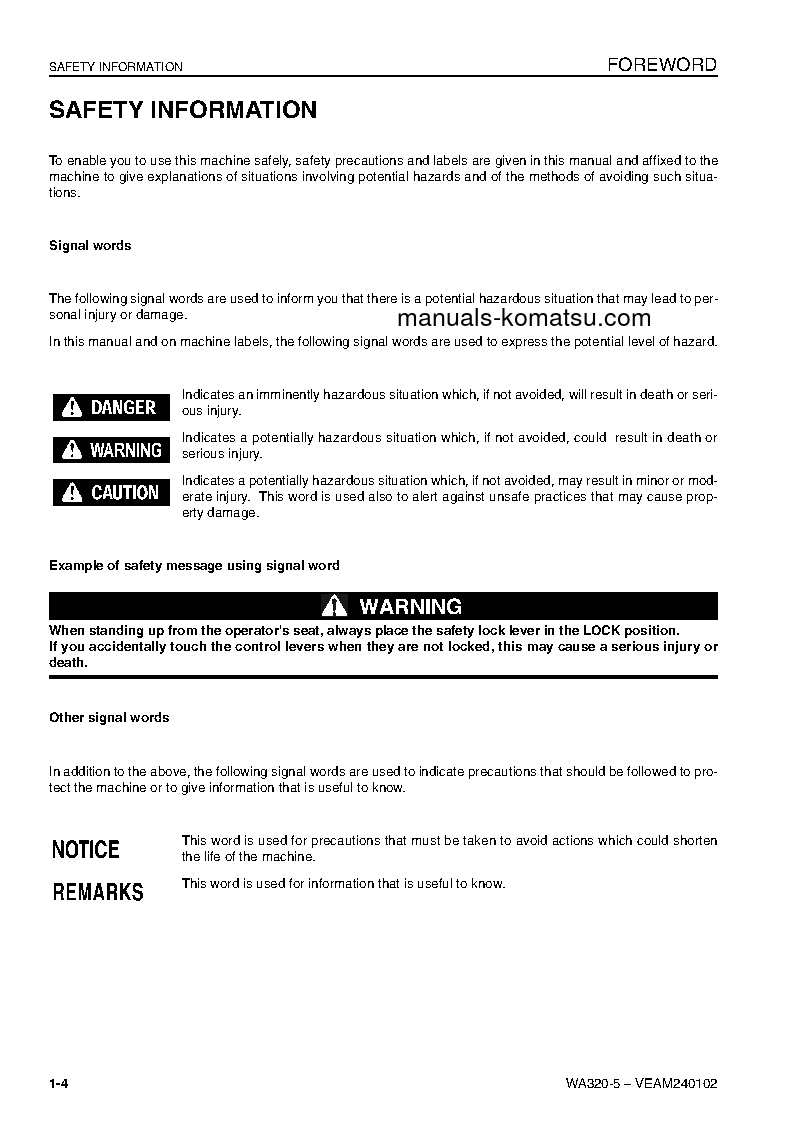 Protected: WA320-5(DEU)-H S/N H50051-H50187 Operation manual (English)