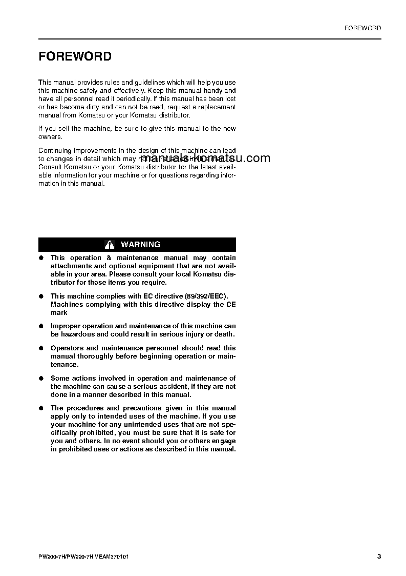 Protected: PW200-7(DEU) S/N H50051-UP Operation manual (English)