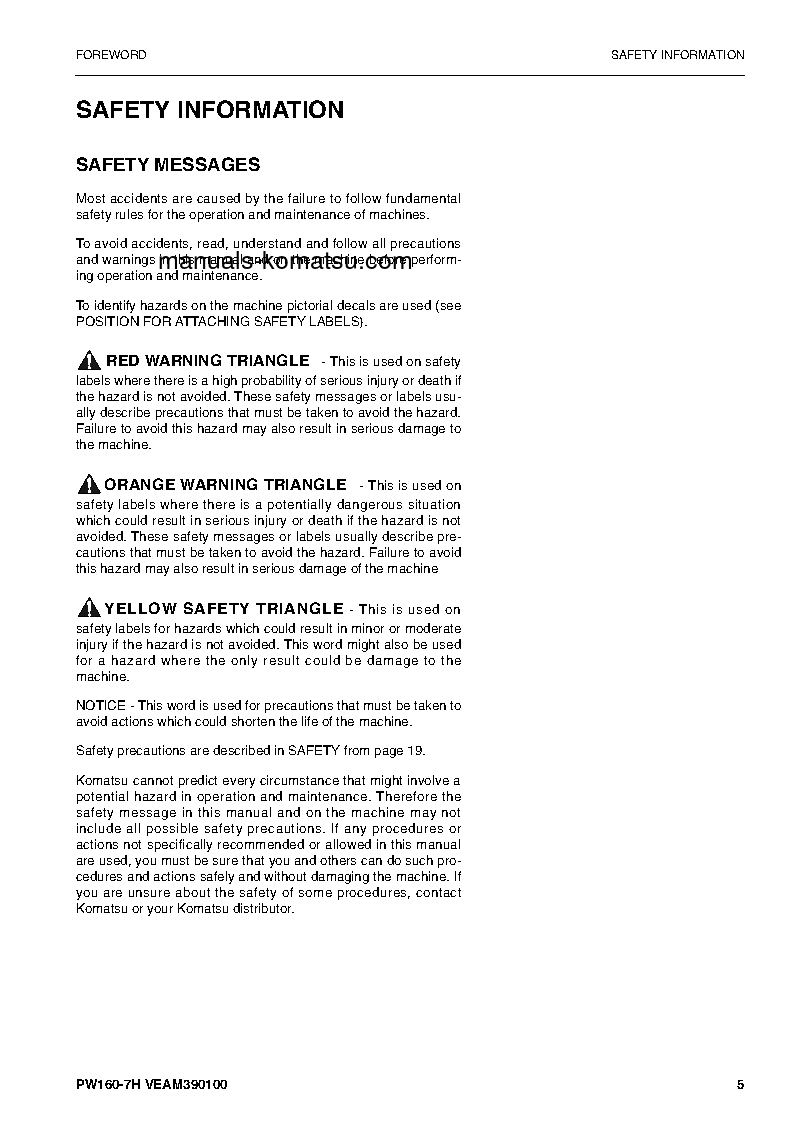 Protected: PW160-7(DEU) S/N H50051-UP Operation manual (English)