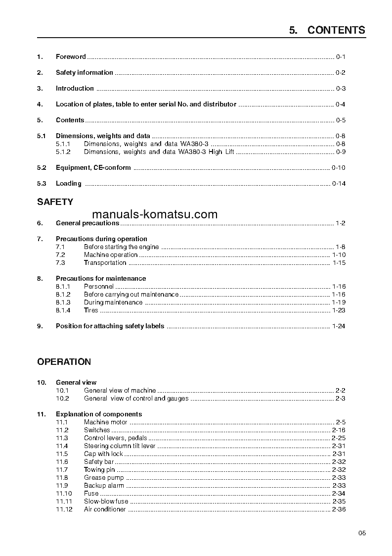 Protected: WA380-3(DEU)-H S/N WA380H20987-UP Operation manual (English)