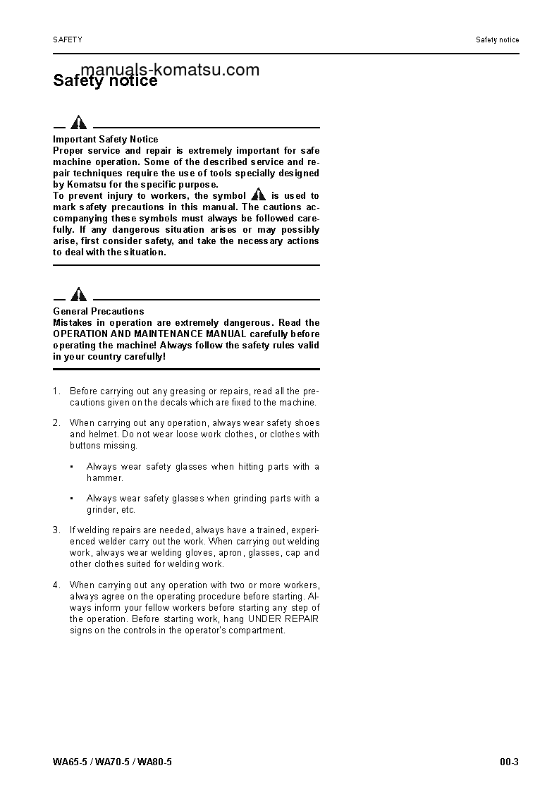 Protected: WA70-5(DEU)-WA S/N H50051-UP Shop (repair) manual (English)