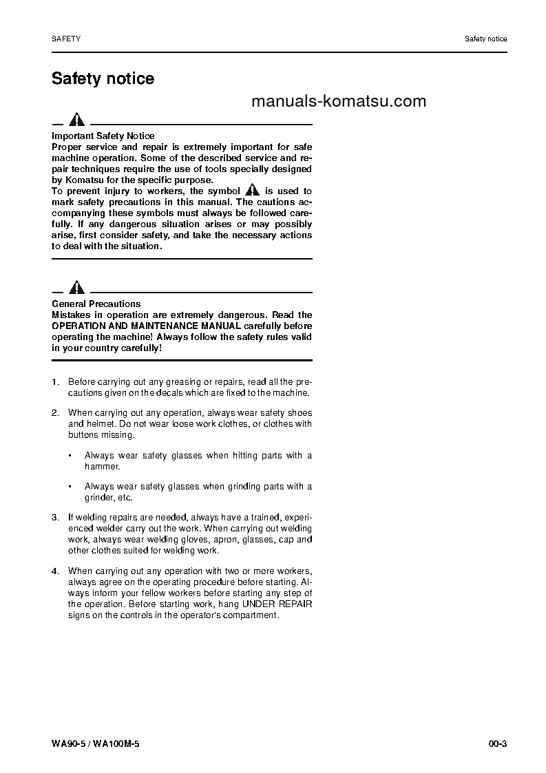 Protected: WA100M-5(DEU) S/N 50051-UP Shop (repair) manual (English)