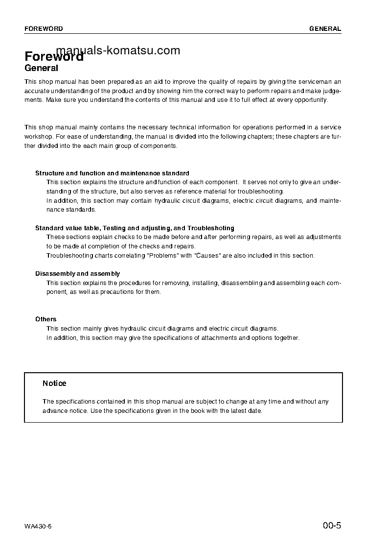 Protected: WA430-6(DEU) S/N H50051-UP Shop (repair) manual (English)