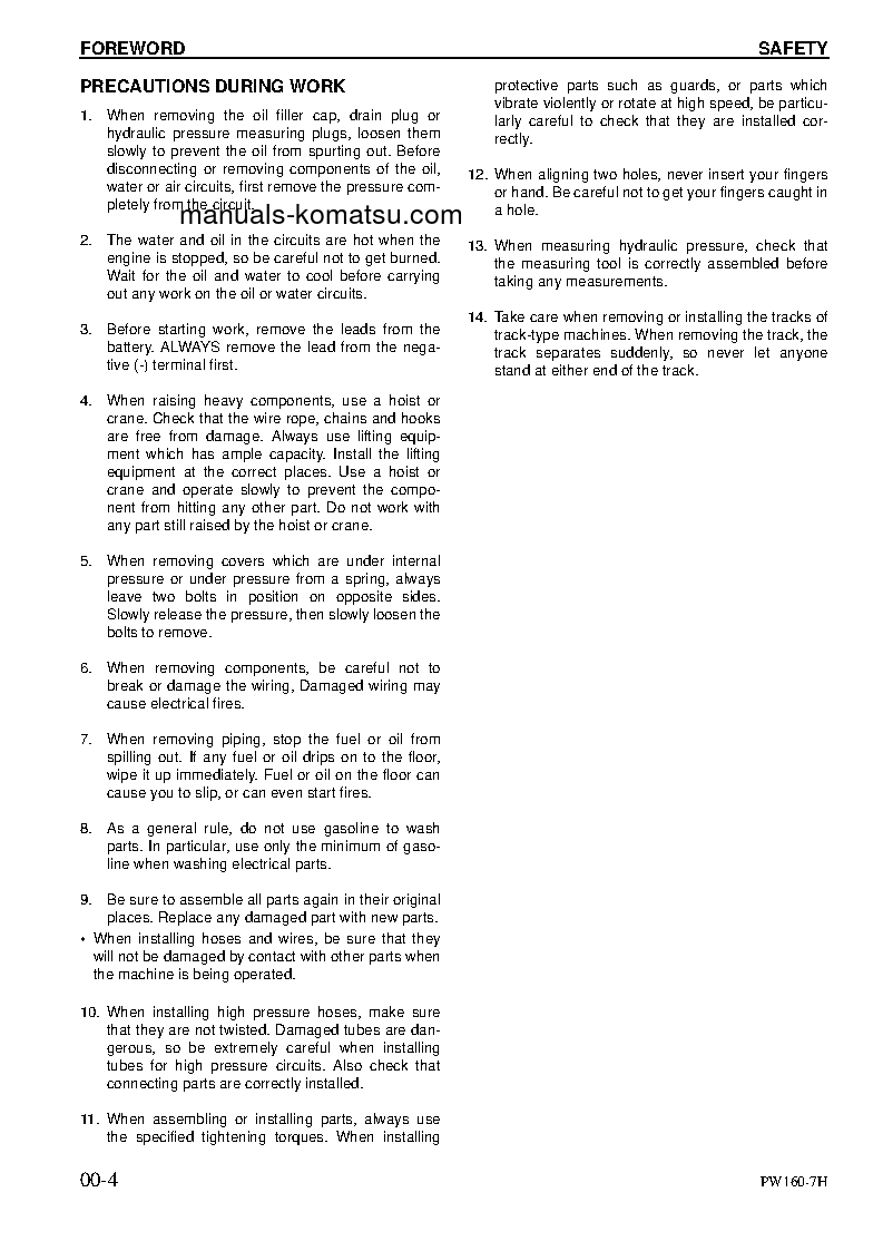 Protected: PW160-7(DEU) S/N H50051-UP Shop (repair) manual (English)