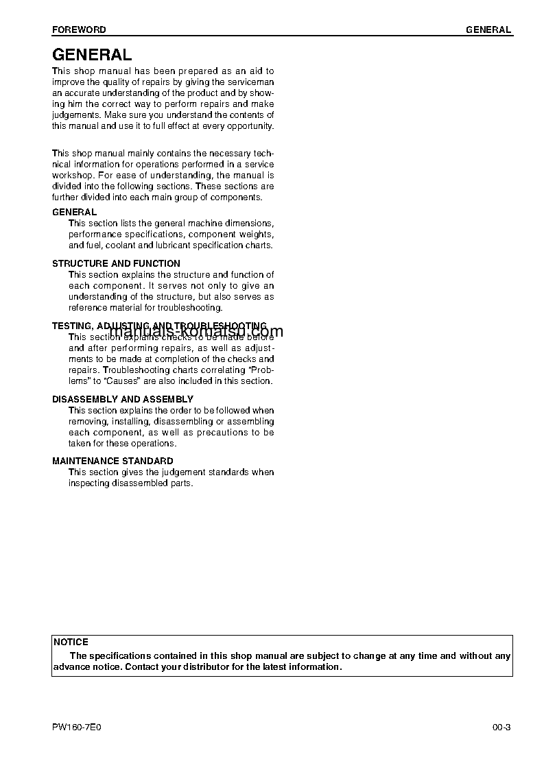 Protected: PW160-7(DEU)-TIER 3 S/N H55051-UP Shop (repair) manual (English)