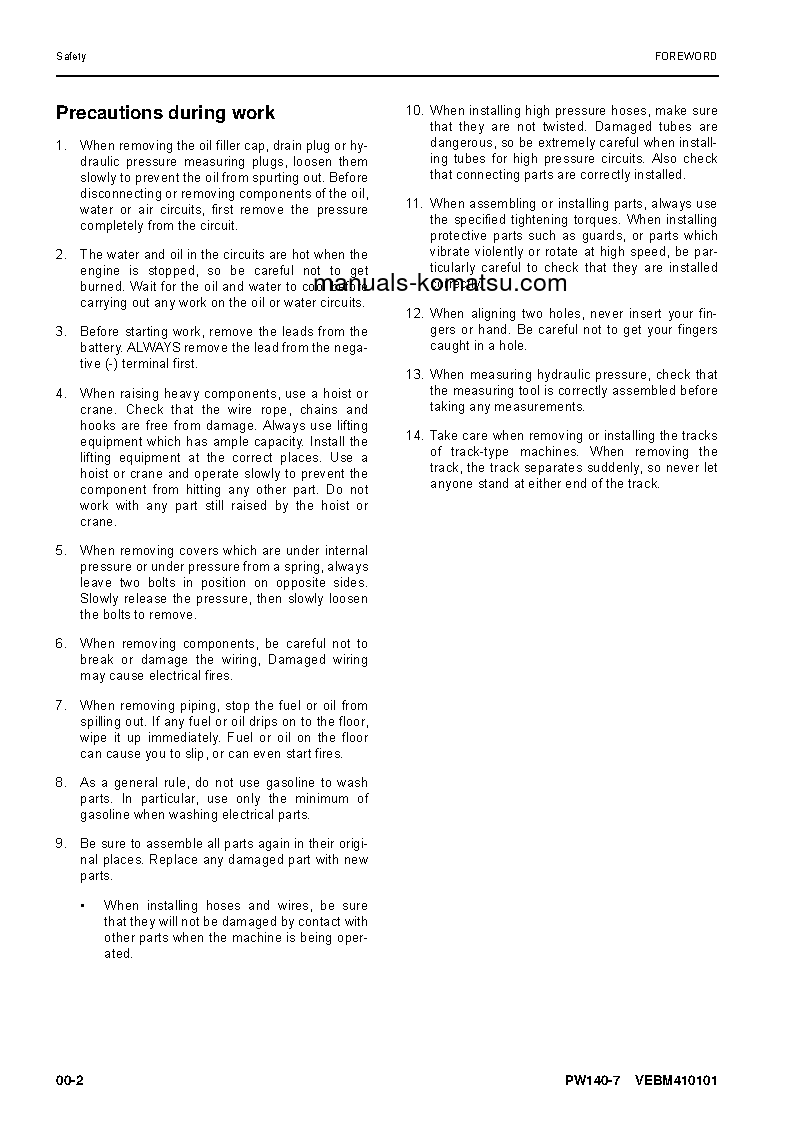 Protected: PW140-7(DEU) S/N H55051-UP Shop (repair) manual (English)